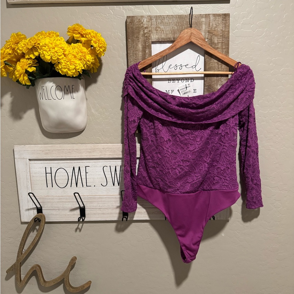 AFRm Los Angeles bodysuit in rich plum size X Large new